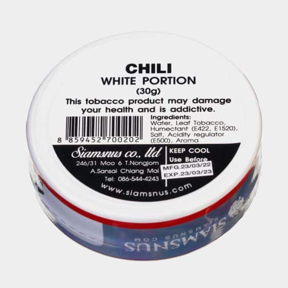 Siamsnus Chili White Portion Backside