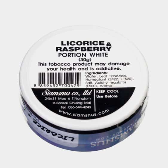 Siamsnus Licorice Raspberry White Backside