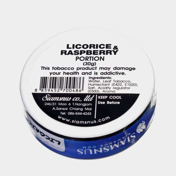 Siamsnus Licorice Raspberry Portion Backside