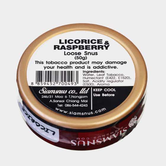 Siamsnus Licorice Raspberry Snus Backside