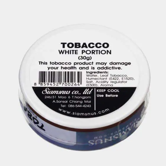 Siamsnus Tobacco White Backside